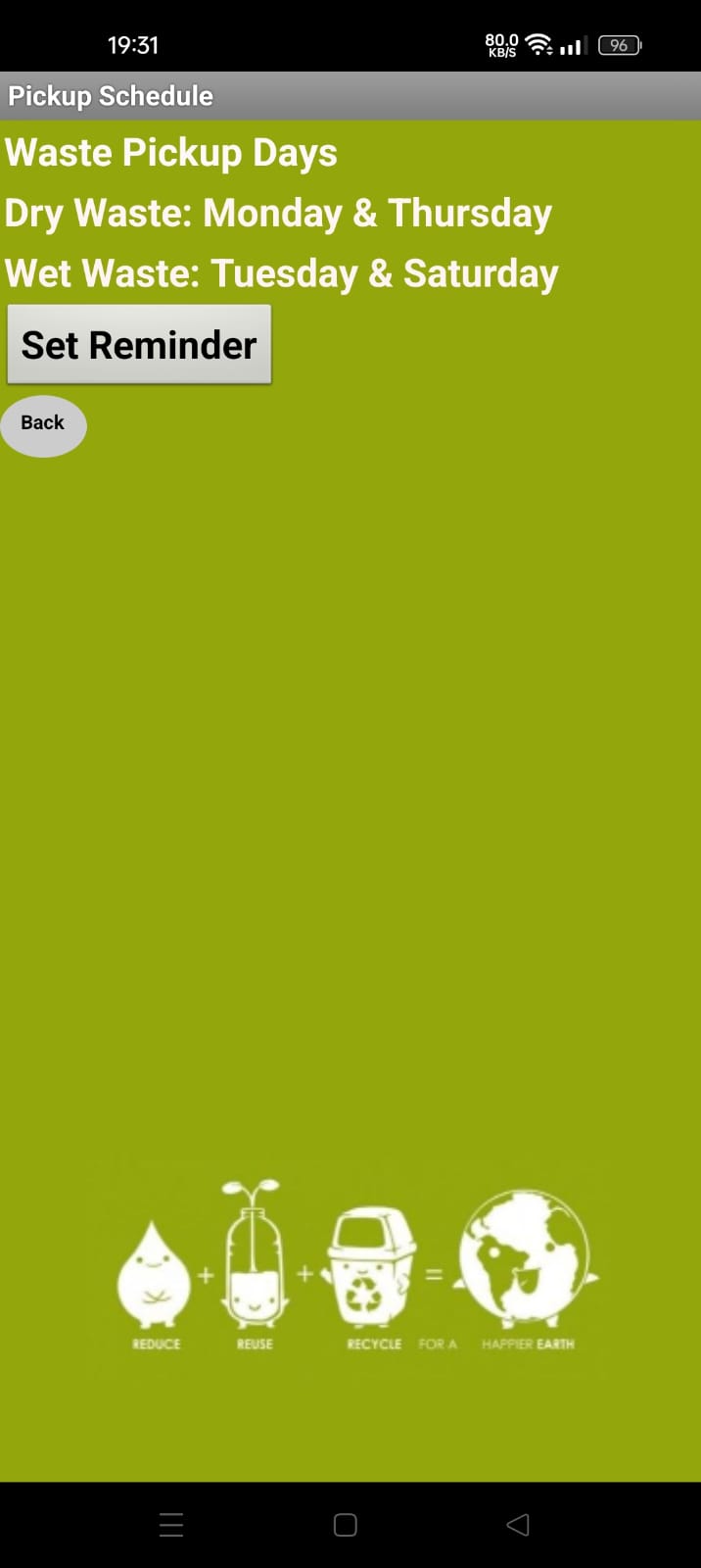 Pickup schedule image